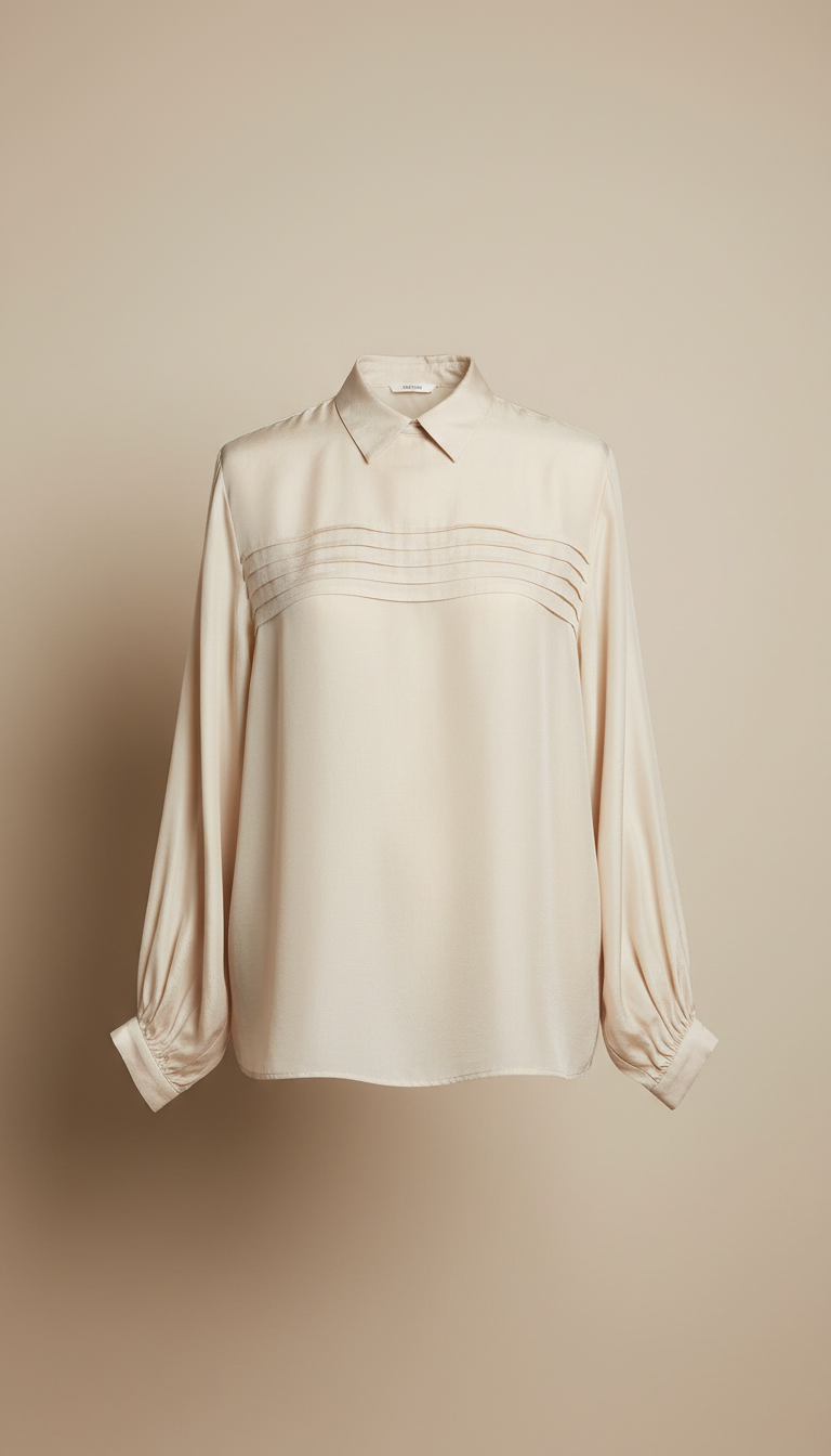 Silk blouse in oat milk white