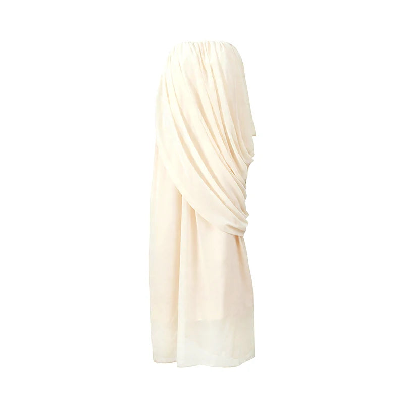 Sexy Pleated Strapless Maxi Dress Women Chic Solid Sleeveless Backless Loose Long Dresses 2026 Summer Lady Vacation Beach Outfit