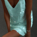 Women's Sexy Sequin Backless Short Dress High Waist Sleeveless Bodycon Mini Dresses 2026 Beach Vacation Party Club Outfits
