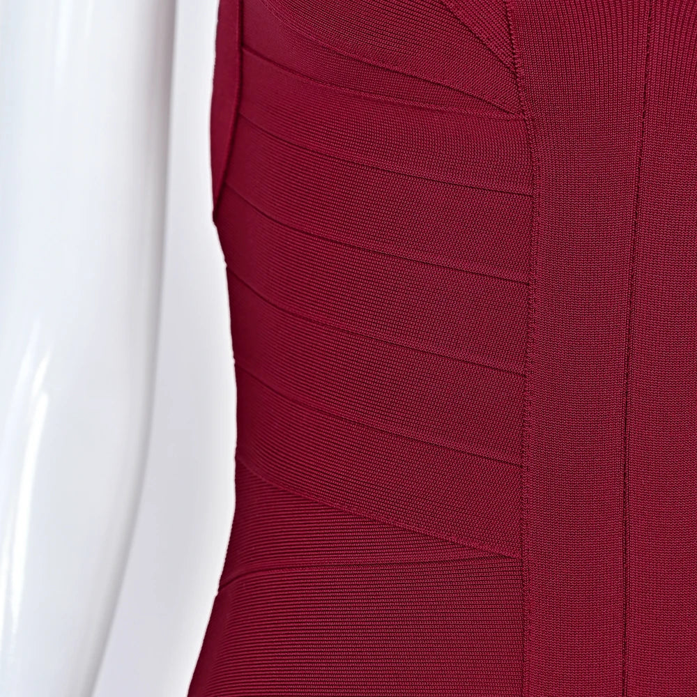 BEAUKEY Luxury Sexy Plunge V Bandage Long Dress Women Striped  Bodyocn  Party Celebrity Evening Dress Elastic Knitted Vestidos