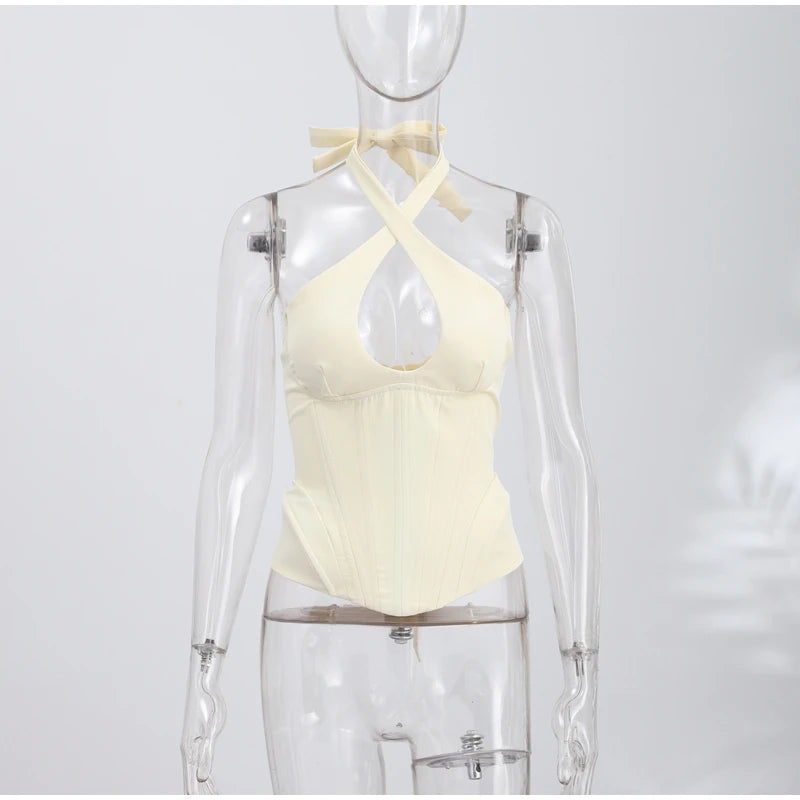 Women Top Floral Printed Spaghetti Strap Corset Top U-Neck Fishbone Boned Cinched Waist Irregular Hem Retro Vacation Camisole
