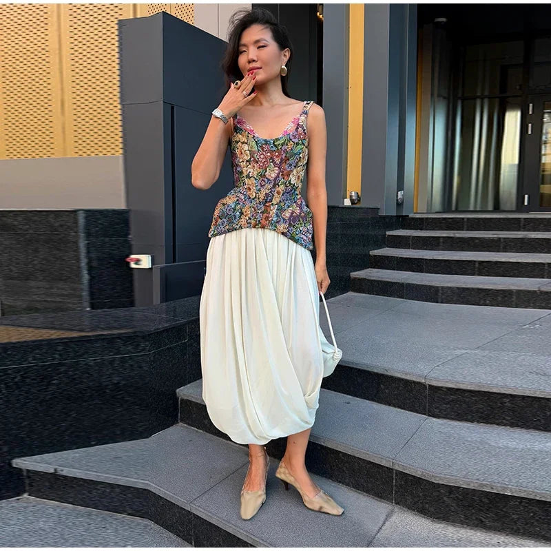 Sexy Print Flower Slim Sling Top Women Sleeveless Slip Backless Closed Waist Vest Female 2026 Fashion Summer Autumn Tops Lady