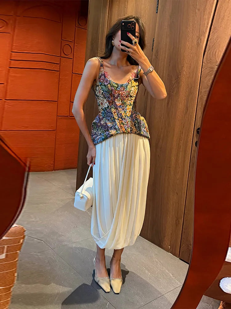 Sexy Print Flower Slim Sling Top Women Sleeveless Slip Backless Closed Waist Vest Female 2026 Fashion Summer Autumn Tops Lady