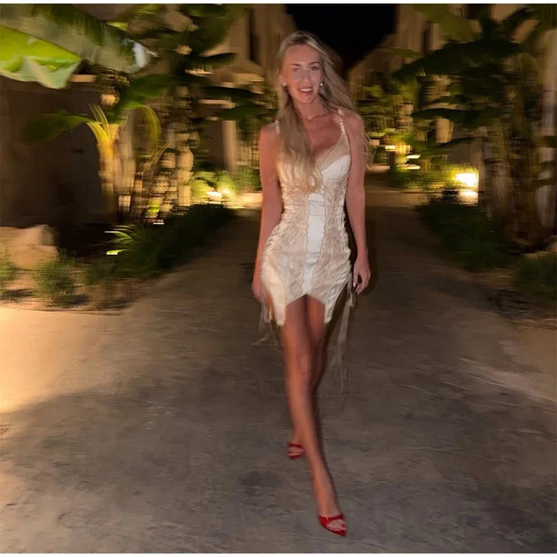 Lace Corset Mini Dress Sexy Slim Fit V Neck Off Shoulder Cami Slip Robes Women's Nightclub New Party Evening Gowns 2026 Arrival