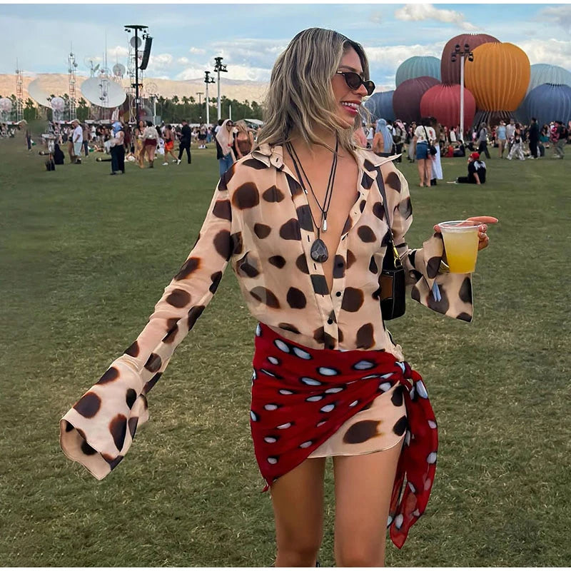 Stripe Wrap Tie Shirt Mini Dress Lapel Collar Long Flare Sleeve Loose Casual Dresses 2026 Summer Beach Vacation Fashion Outfit