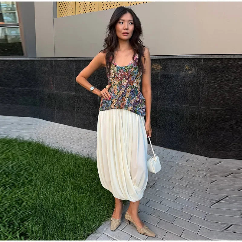 Sexy Print Flower Slim Sling Top Women Sleeveless Slip Backless Closed Waist Vest Female 2026 Fashion Summer Autumn Tops Lady