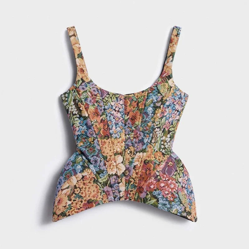 Sexy Print Flower Slim Sling Top Women Sleeveless Slip Backless Closed Waist Vest Female 2026 Fashion Summer Autumn Tops Lady