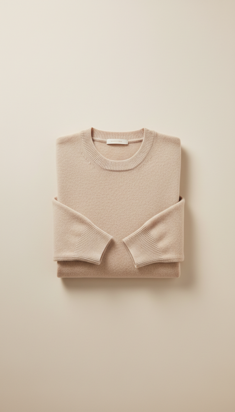 Cashmere crewneck in birch beige